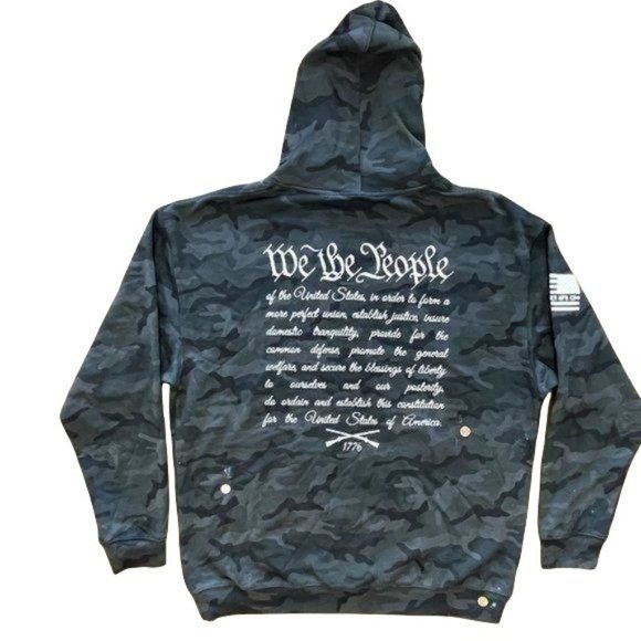 HOWITZER MENS 'WE THE PEOPLE' DISTRESSED GAPHIC GREY/BLACK HOODIE - NWOT - - Picture 8 of 9